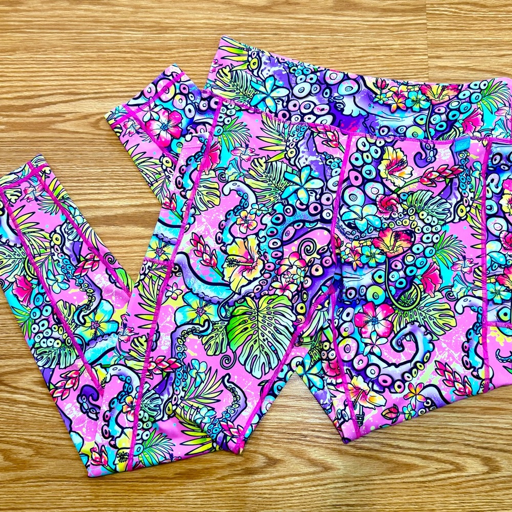 Spacefish Army Rashguard Leggings with Pockets XL Octofloral Splatterparty